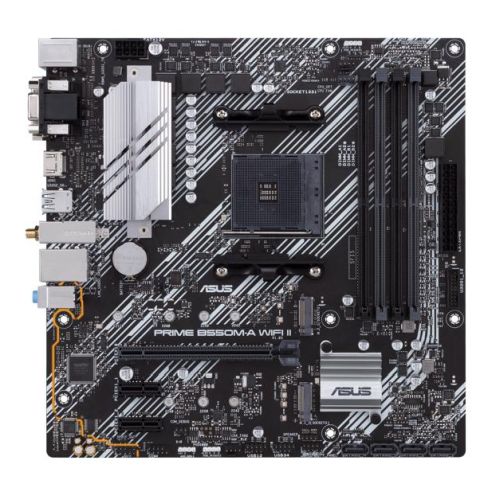 Asus PRIME B550M-A WIFI II, AMD B550, AM4, Micro ATX, 4 DDR4, VGA, DVI, HDMI, Wi-Fi, PCIe4, 2x M.2 Asus PRIME B550M-A WIFI II, AMD B550, AM4, Micro ATX, 4 DDR4, VGA, DVI, HDMI, Wi-Fi, PCIe4, 2x M.2
